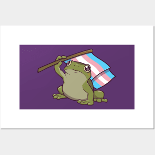 Transgender Pride Flag-Holding Frog Posters and Art